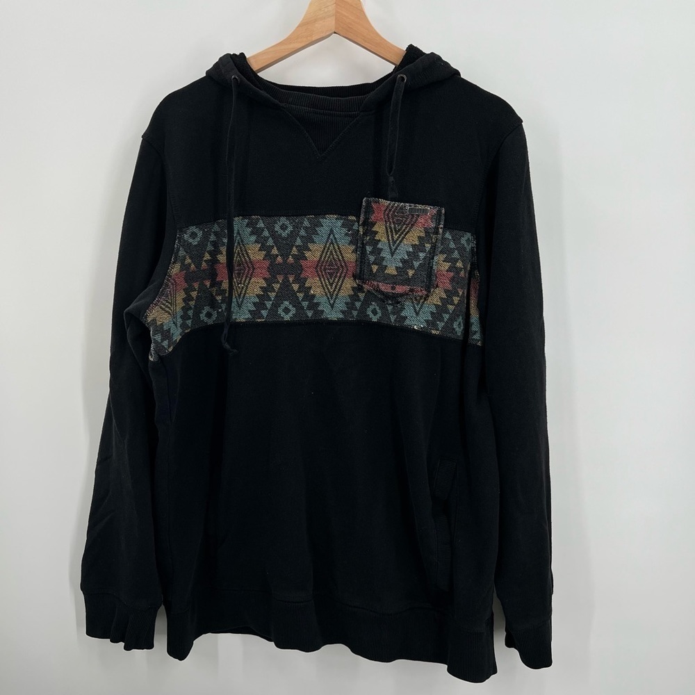 Empyre  Retro/Vintage Azteca On Black Pullover Hoodie Large